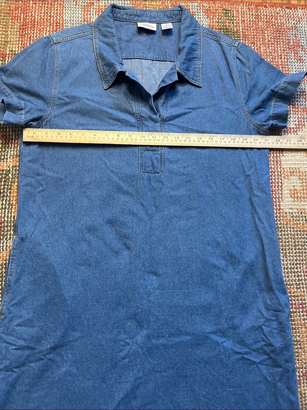 Vermont Country Store Denim Popover Dress Size M 100% Cotton - Picture 2 of 8